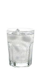 glass of water with ice cubes