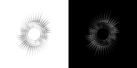 Dynamic abstract spiral sound wave rhythm lines. Circular spiral sound wave rhythm of lines. Circular futuristic abstract lines, black and white background.