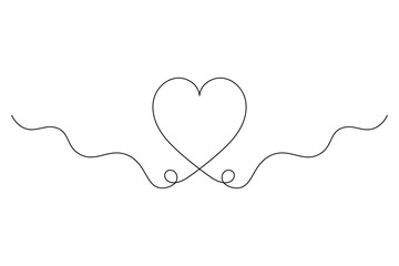 Elegant Heart Divider Line Art   Continuous Love Line Drawing for Wedding & Romantic Designs. vector