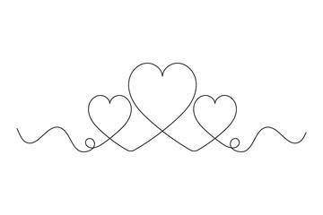 Elegant Heart Divider Line Art   Continuous Love Line Drawing for Wedding & Romantic Designs. vector