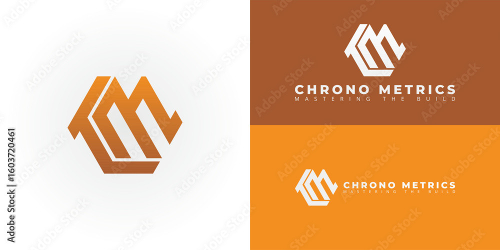 Fototapete modern angular cm emblem for architecture and construction. this logo represents precision, strength