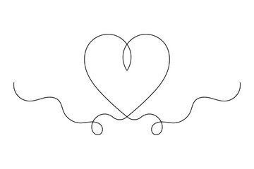 Elegant Heart Divider Line Art   Continuous Love Line Drawing for Wedding & Romantic Designs. vector