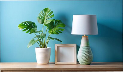 A modern interior features a vibrant green plant in a sleek vase, enhancing the room's design with a touch of nature near the window