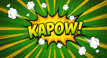 Comic Book Explosion with KAPOW Text and Pop Art