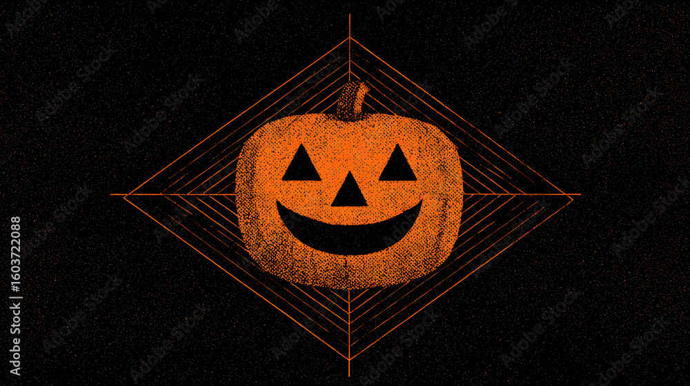 Poster jack-o’-lantern abstracted into simple minimal geometry design