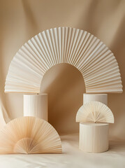 Elegant Paper Fan Arch Display Props