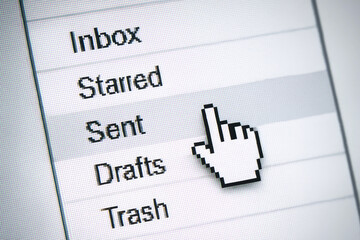 Obraz premium Pixelated Cursor Hovering Over Email Folder List inbox starred