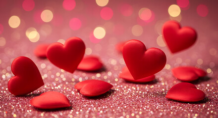 Romantic Red Heart Background with Sparkles for Valentine’s Day Valentine's Day red heart festive background illustration
