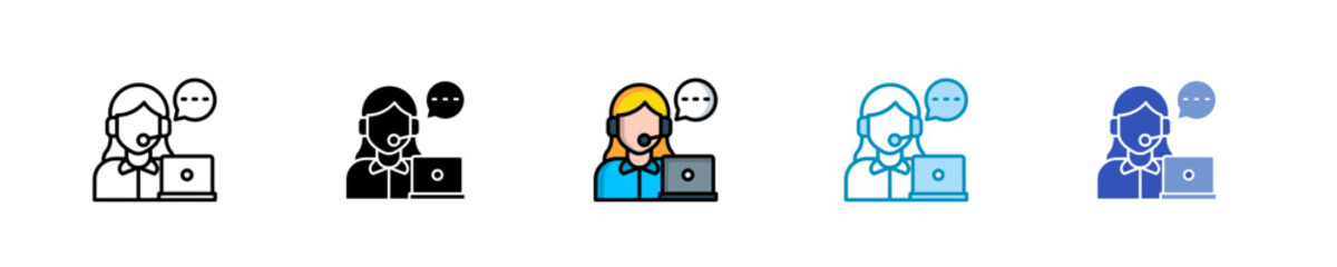 Live Chat Support  Icon Set Multiple Style Collection
