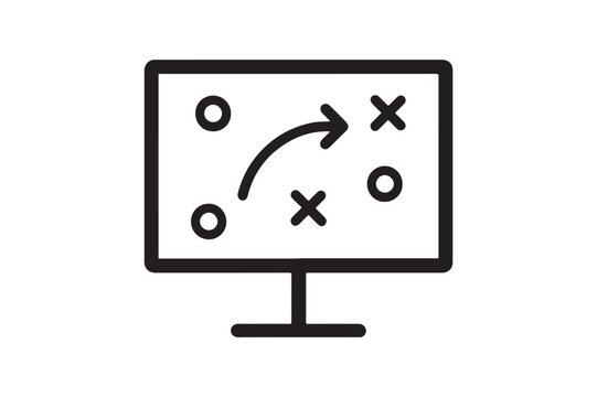 football tactics board icon silhouette vector with white background