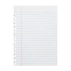 Blank notebook paper sheet isolated PNG with Transparent Background