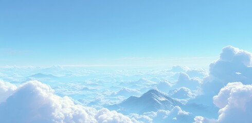 High-altitude view of clouds and mountains