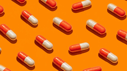 Pills against orange background