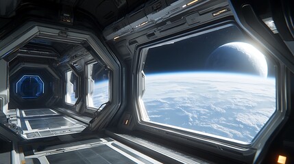 Luxury Space Station Orbiting Earth with Futuristic Design and Lighting








