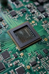 Close-up of a circuit board with a processor