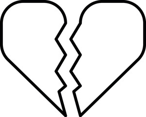 Broken Heart Minimalistic Line Icon for Web and Graphic Design, Apps, Banners, Social Network and Cards