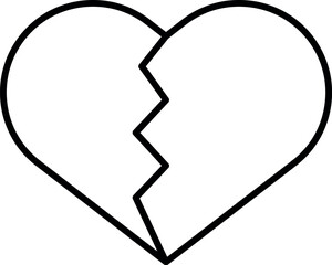 Broken Heart Minimalistic Thin Outline Icon for Web and Graphic Design, Apps, Banners, Social Network and Cards