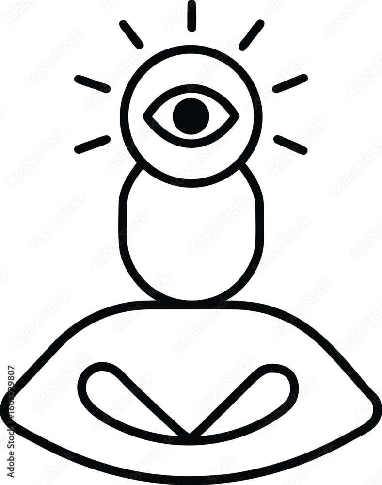 Poster awareness eye with rays line style icon isolated on transparent background