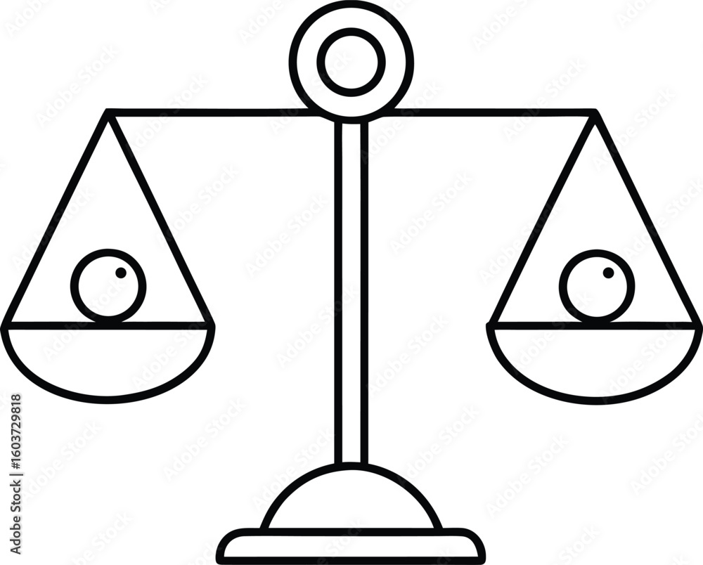 Poster line style yin yang balance or scale icon isolated on transparent background