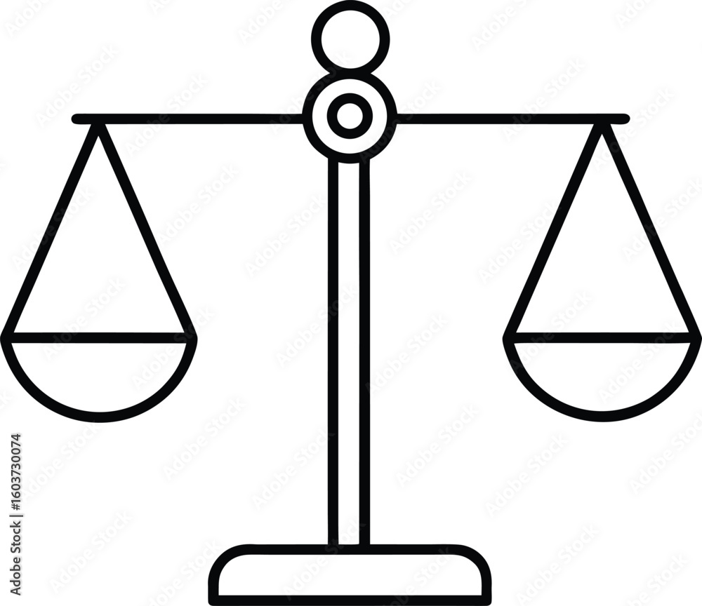 Aufkleber line style balanced scale icon for fairness and equality isolated on transparent background