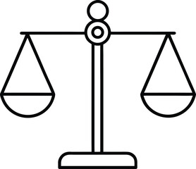 Line style balanced scale icon for fairness and equality isolated on transparent background