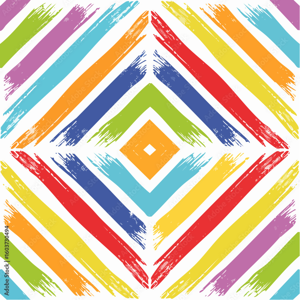 Poster grunge thick brush strokes seamless pattern. multi colored diagonal bold strokes background. modern 