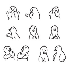 困っているゆるくてかわいいひよこセット　線画 © imari