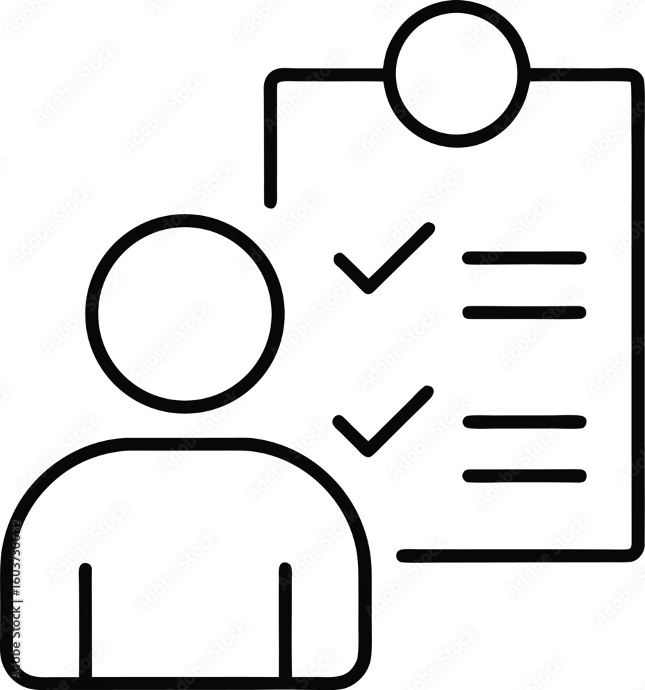 Poster line style icon representing accountability check isolated on transparent background