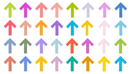 Colorful upward arrows on white background