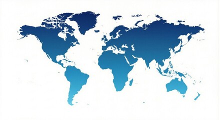 Obraz premium Geography Global Map and Continents, Blue Gradient Design, Digital Art