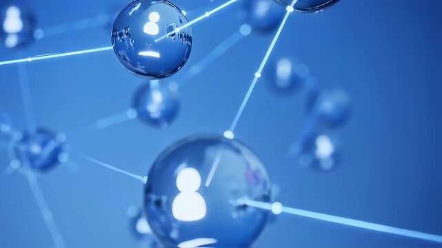 Abstract blue network animation representing digital connections and communication - Powered by Adobe