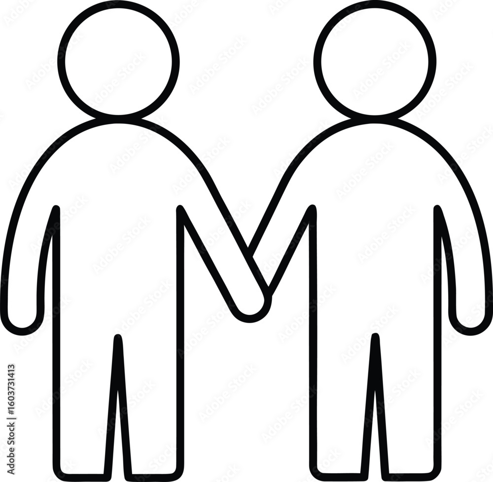 Poster line style icon showing mutual respect between people isolated on transparent background