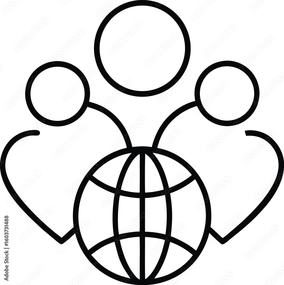 Poster line style icon showing community responsibility isolated on transparent background