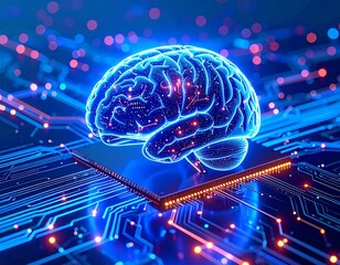 human brain with circuit board