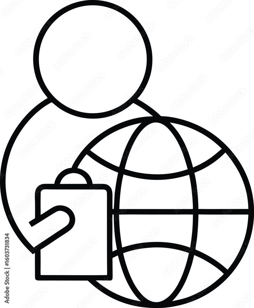 Poster line style icon symbolizing a responsible person isolated on transparent background