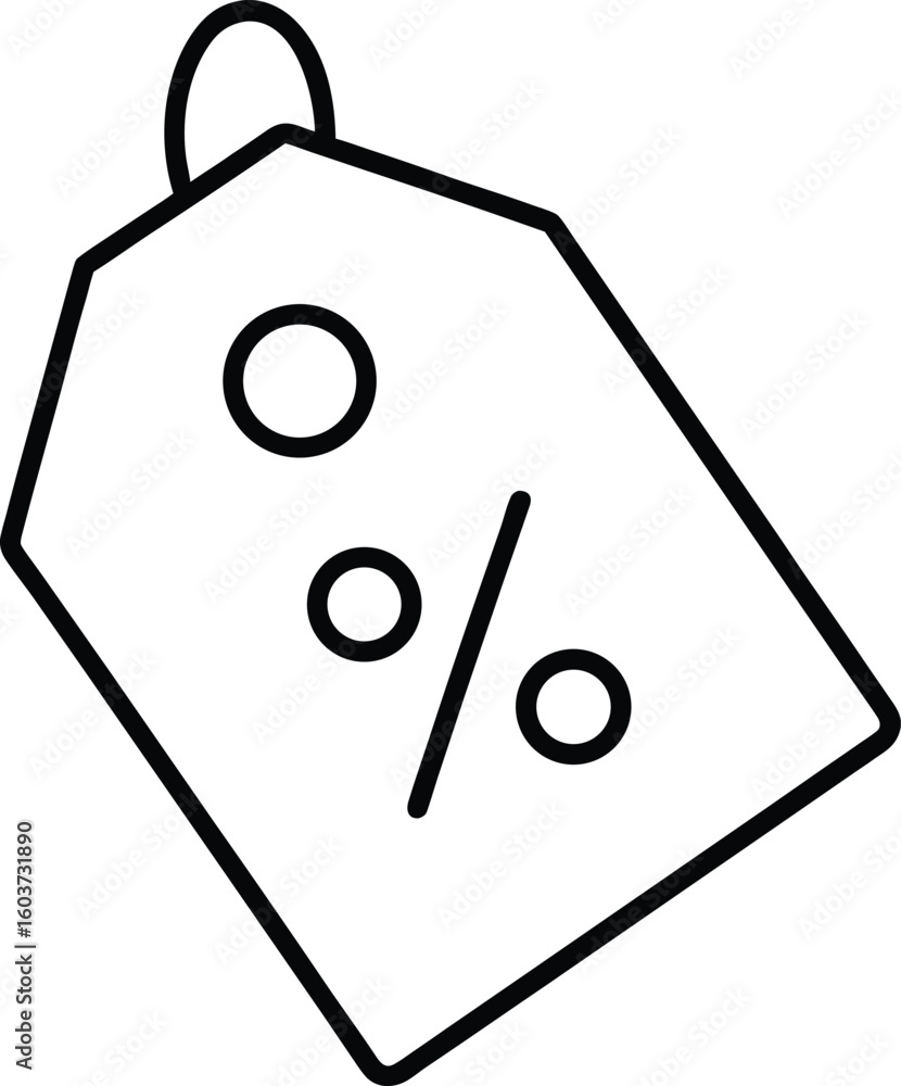 Poster minimal discount tag icon with percentage symbol isolated on transparent background