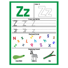 Alphabet worksheet Z