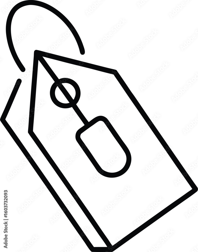 Poster outline style line icon of a price tag with a mouse isolated on transparent background