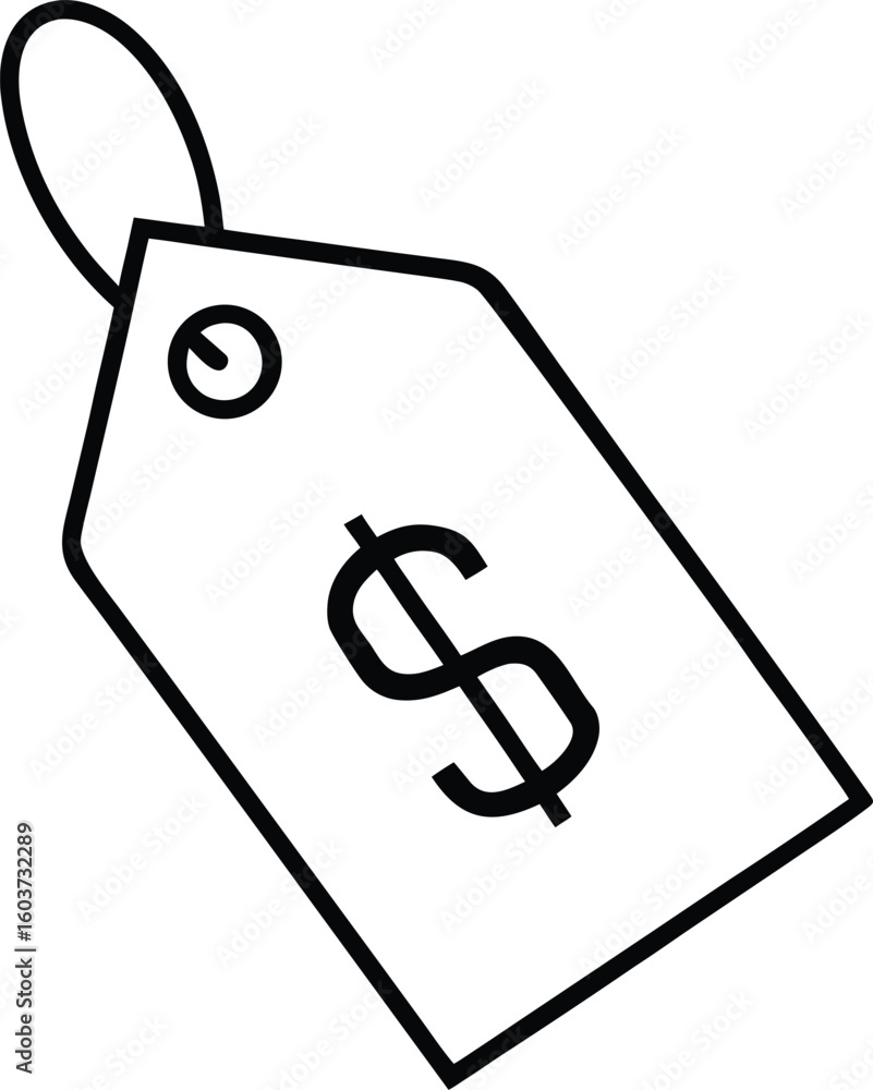 Poster simple price tag with dollar sign isolated on transparent background
