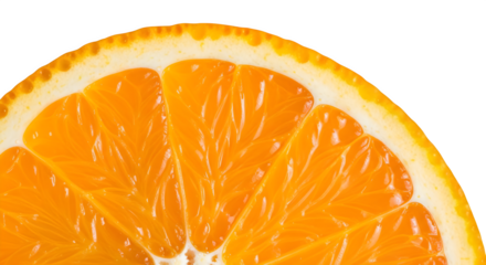 A close up view of a vibrant orange slice against a stark black background space   ai generative, transparent background, white background.