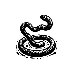 Fototapeta premium Stylized Black Serpent Coiled with Tribal Markings.