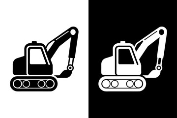 Construction Excavator Icon. Professional Vector Template Design