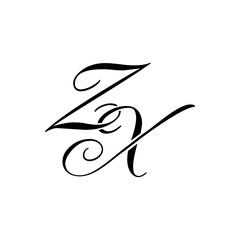 Elegant ZX Monogram Logo in Black Script – Luxury Calligraphy Initial Design on White Background