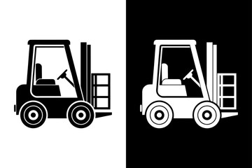 Forklift Truck Logo silhouette Icon. Clean Vector Design with Cargo Illustration