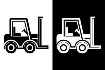 Container Forklift silhouette Icon. Black Vector Truck Illustration for Shipping