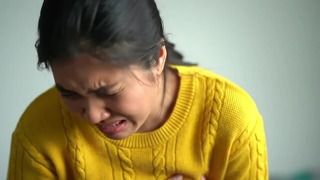 Woman in Distress Showing Pain, Discomfort, and Emotional Struggle