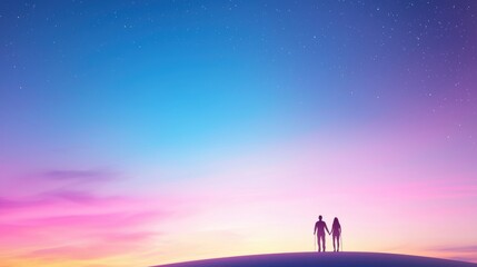 Journey Couple hiking to the summit of a mountain, ready to enjoy the rewarding view at the top.