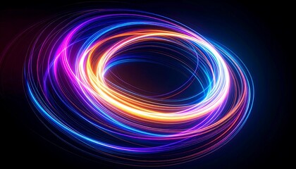 Abstract swirling neon rings