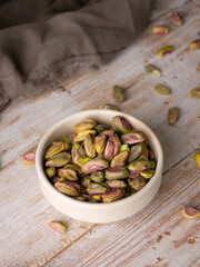 Pistachio nut cashew. Healthy snack high in dietary fiber.