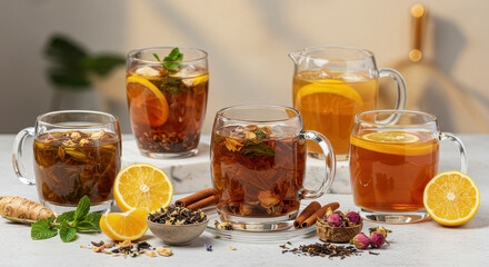Assortment of cold and hot teas